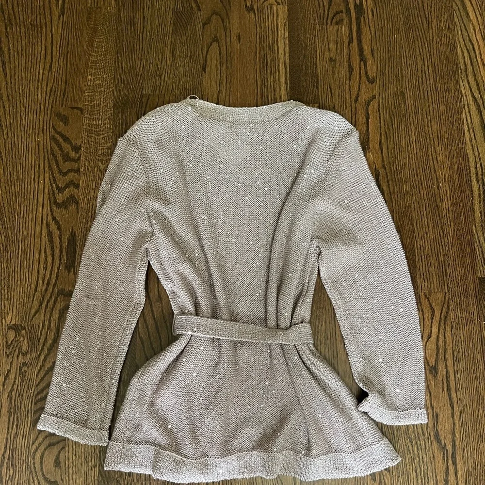 Halston Micro-sequined Knit Cardigan with Belt NWT - Picture 2 of 5